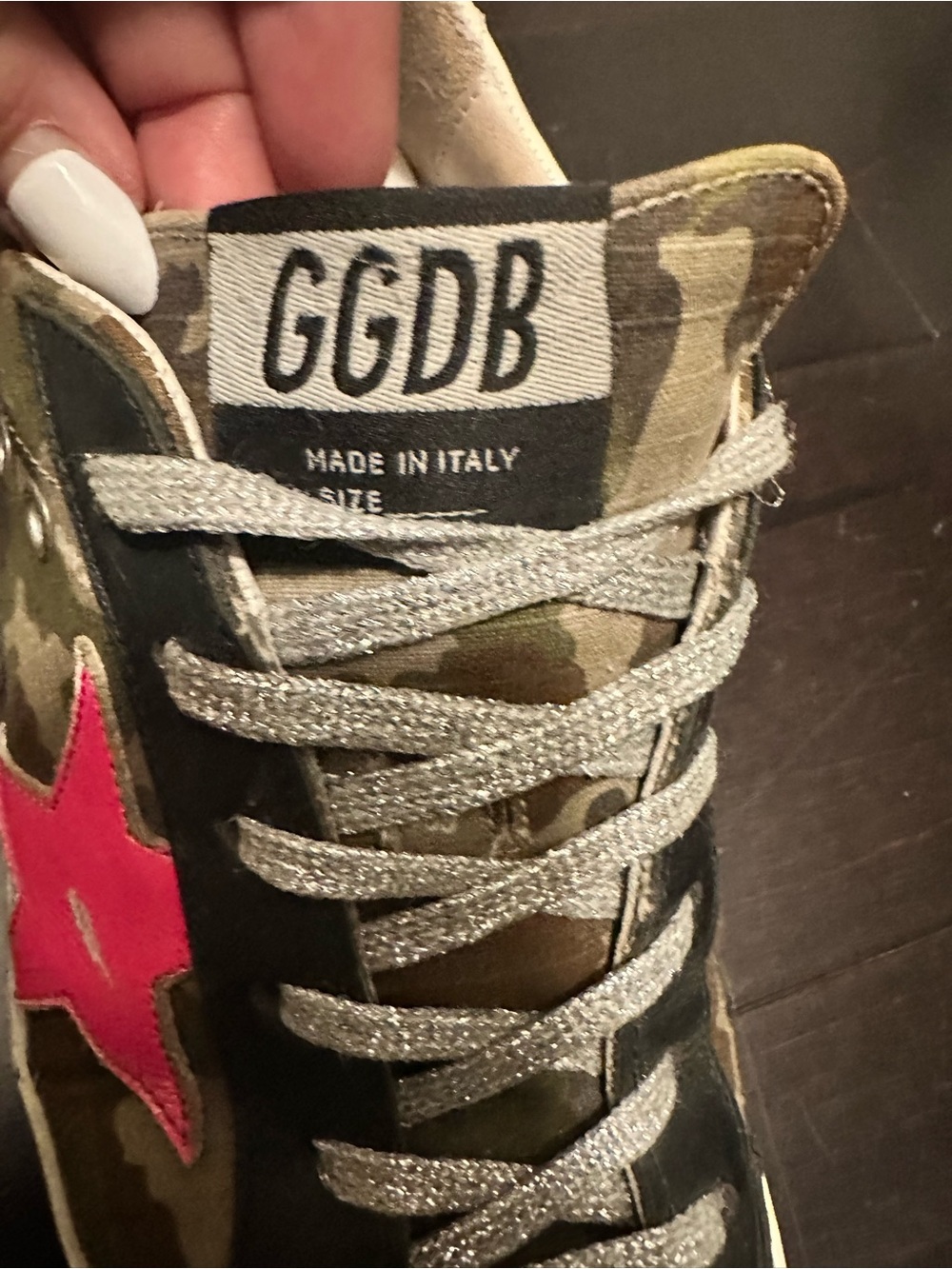 Golden Goose Camouflage Sneakers with Pink Star - Picture 3 of 4